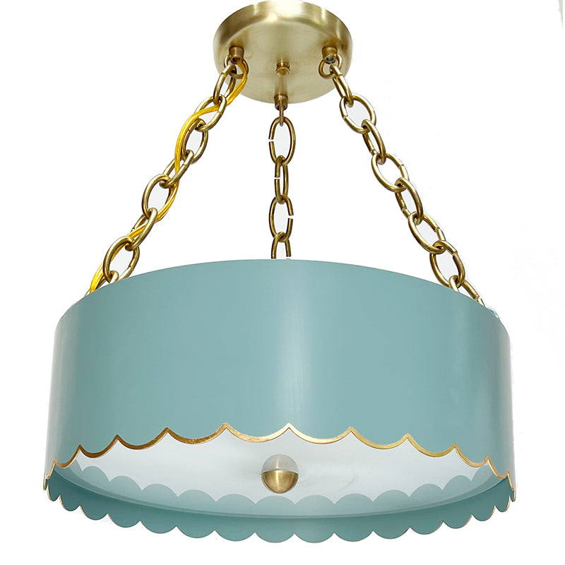 QUICK SHIP - Medium Scalloped Semi Flush / BM Boca Raton Blue