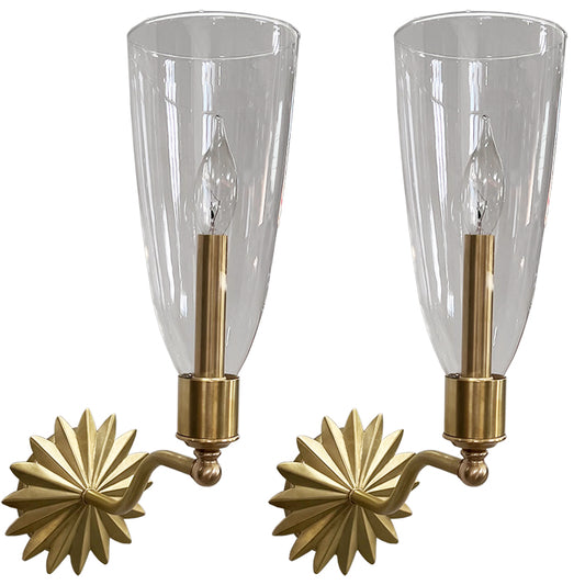 QUICK SHIP - Pair of Georgia Sconces in Unlacquered Brass