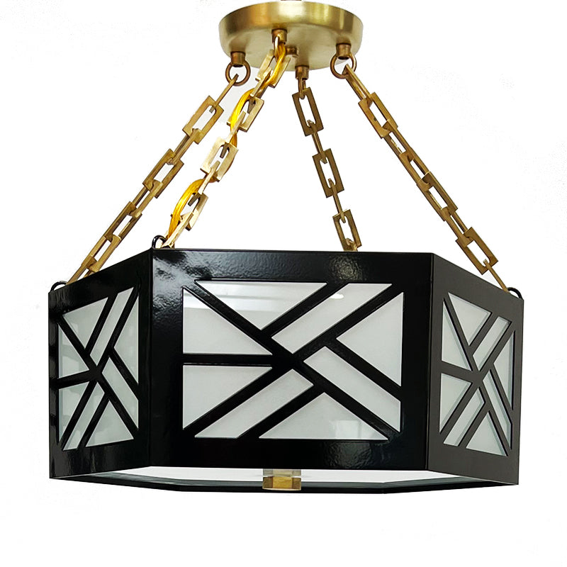 QUICK SHIP - Med Lexi Semi Flush in Lampost Black