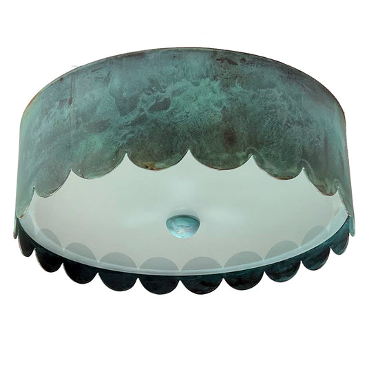 QUICK SHIP - SCALLOPED FLUSH MOUNT SM in VERDIGRIS