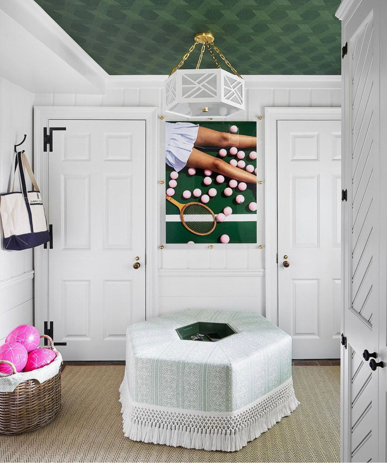 The Lexi Semi Flush in a Mud Room by Savarie Interiors for the 2020 Lake Forrest Showhouse