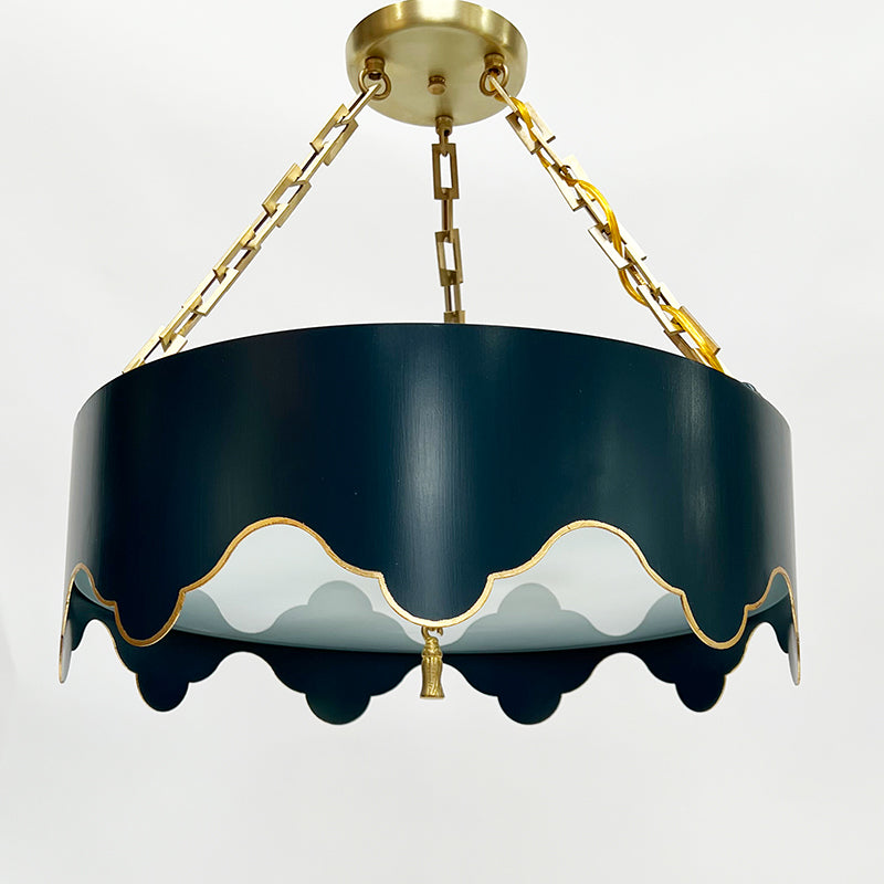 QUICK SHIP - LG Tole Tent Semi Flush in F&B Hague Blue