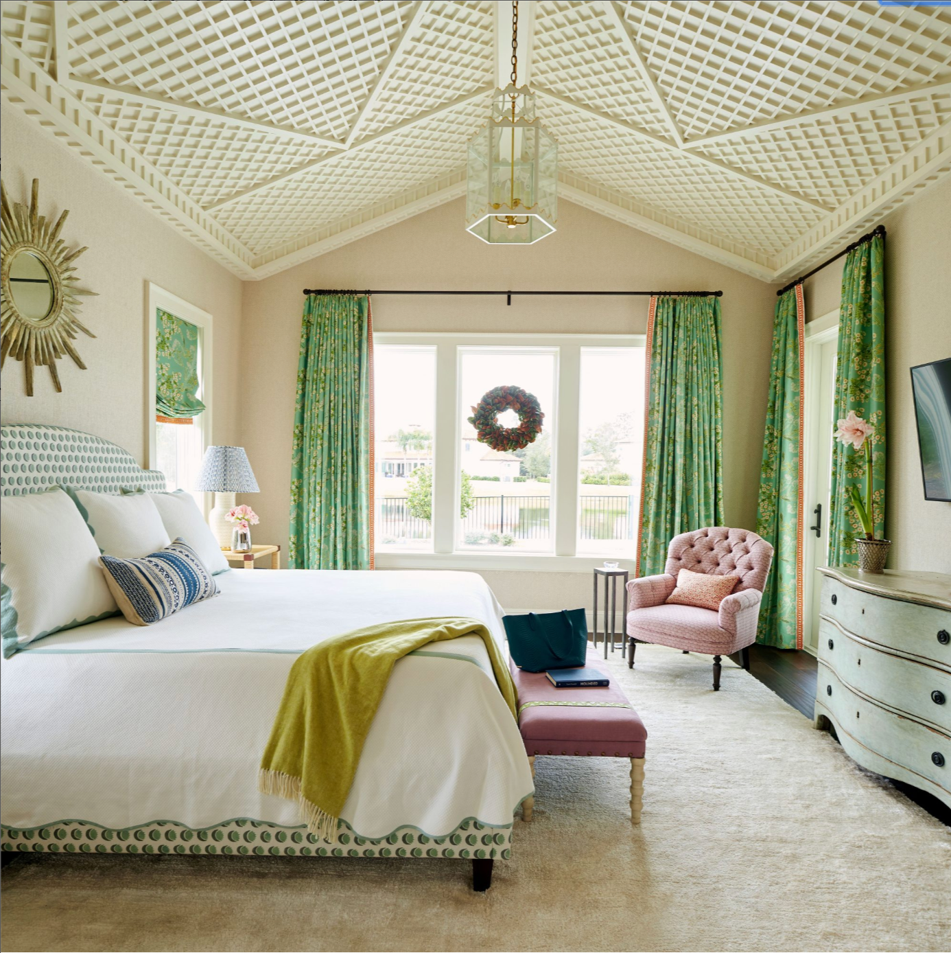 The Paloma Lantern in a Master Bedroom / Design by Andrew Howard Interior Design