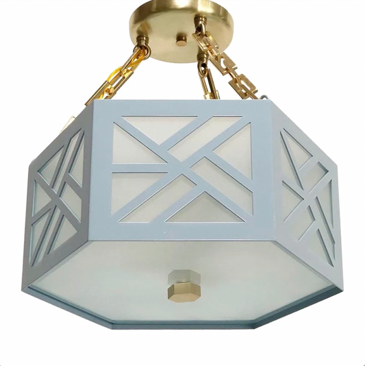 Med Lexi Semi Flush in F&B Lulworth Blue