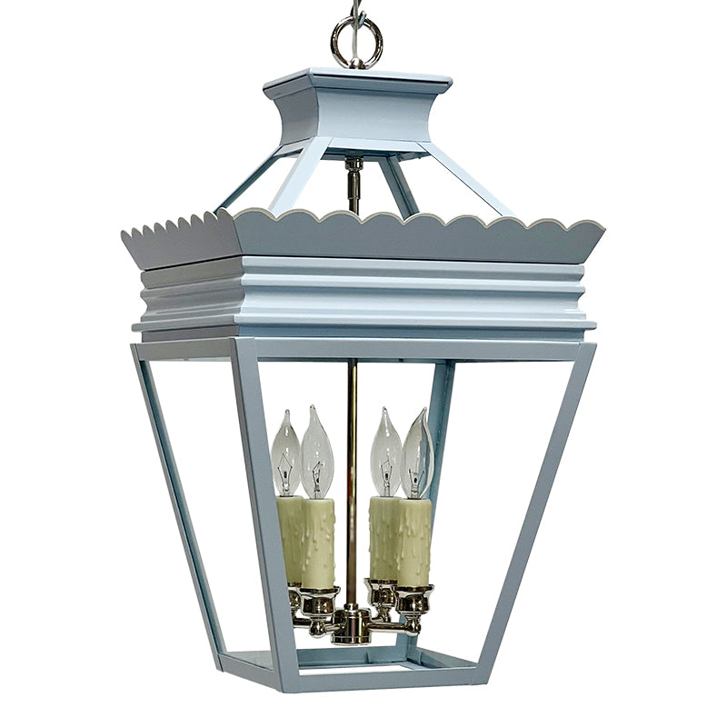 The Cleo Lantern in Custom SW Blissful Blue w/ White Trim & Nickel Hardware