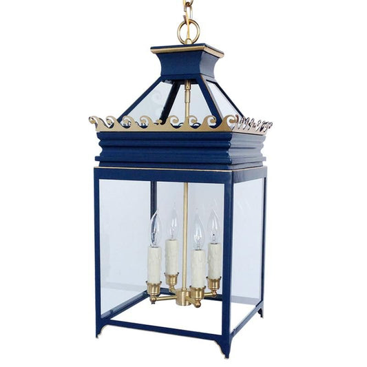 The Daphne Lantern in a Custom Blue w/ Gold Gilt Trim