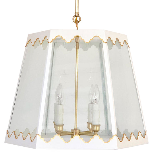 The Josephine Lantern in Standard Ivory w/ Gold Gilt Trim