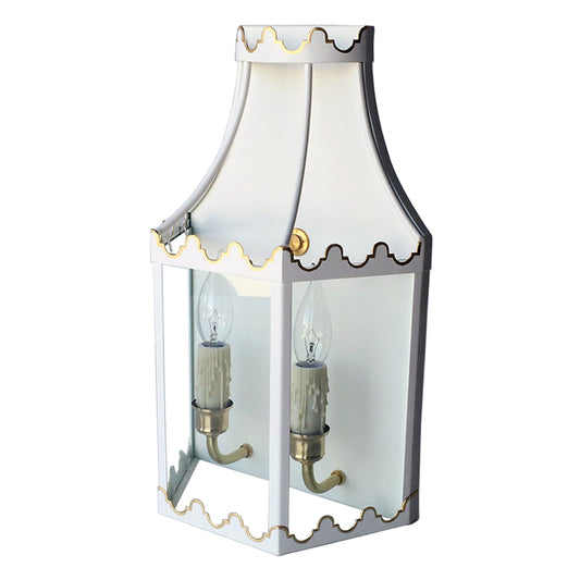 The Paloma Lantern Sconce in Standard Ivory w/ Gold Gilt Trim