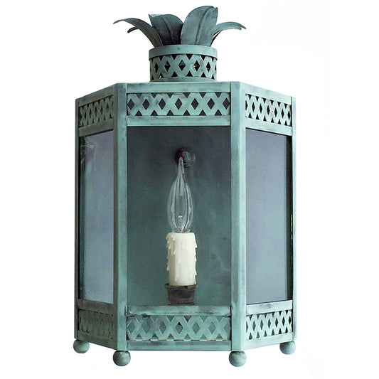 The Sarafina Lantern Sconce in Verdigris
