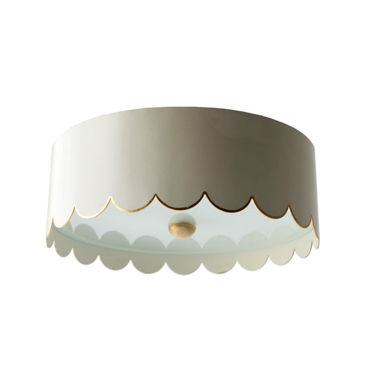 The Scalloped Flush Mount in Standard Ivory w/ Gold Gilt Trim