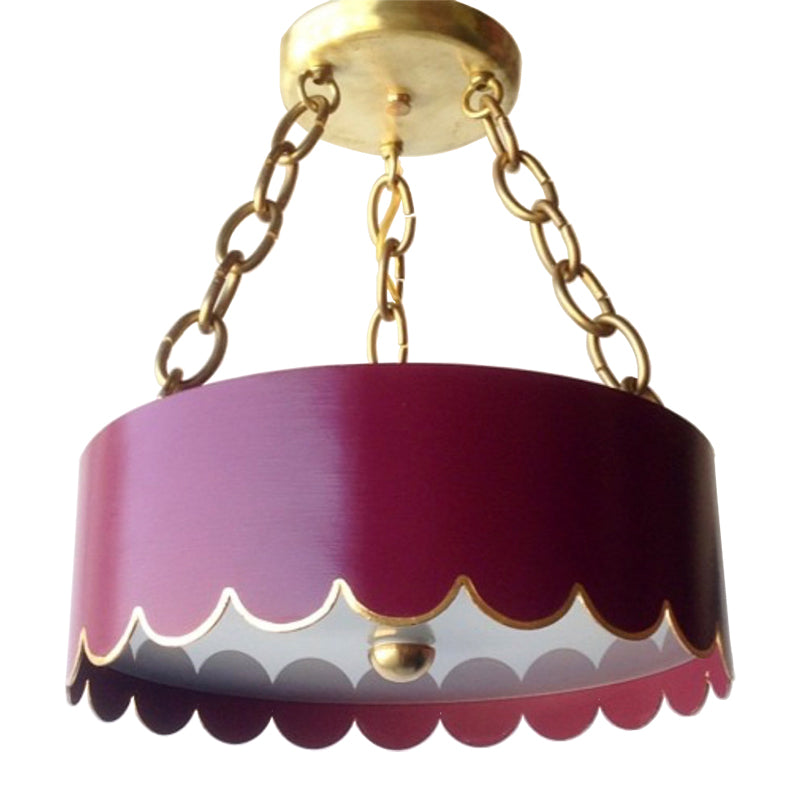 The Scalloped Semi Flush in a Custom Color w/ Gold Gilt Trim & Brass Hardware
