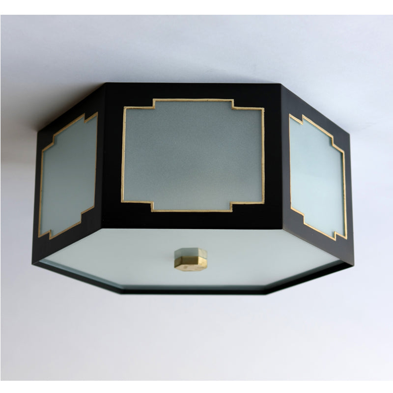 Taylor Flush Mount in Standard Satin Black w/ Gold Gilt Trim