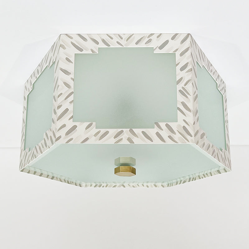 QUICK SHIP / SM Taylor Flush Mount in Gray Faux Tortoise