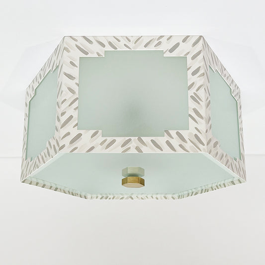 QUICK SHIP / SM Taylor Flush Mount in Gray Faux Tortoise