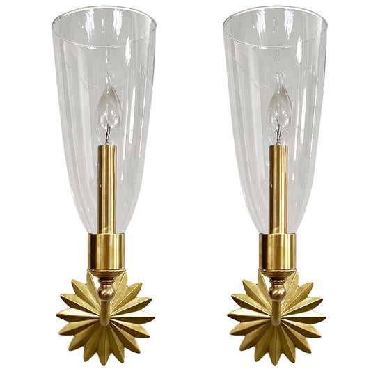 QUICK SHIP - Pair of Georgia Sconces in Unlacquered Brass