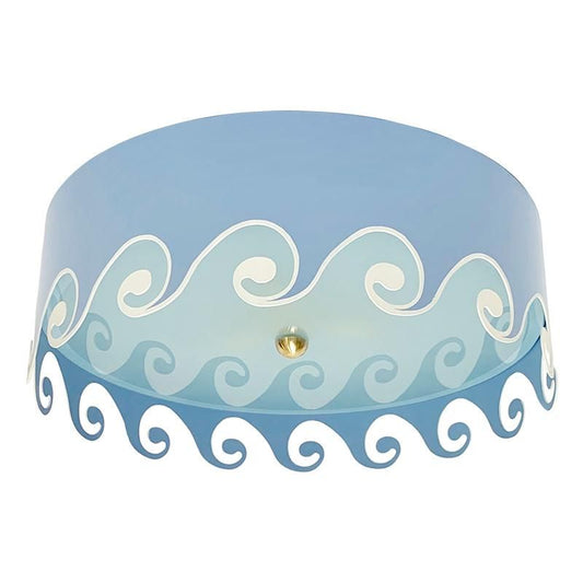 The Helena Flush Mount in Custom BM Swiss Blue W/ White Trim