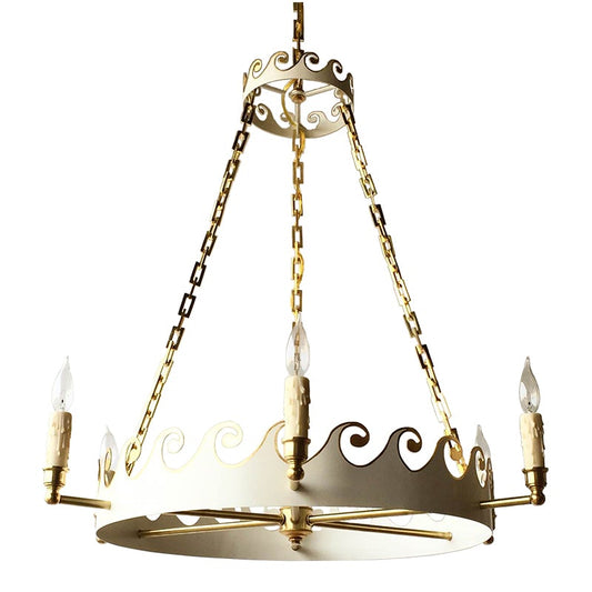 The Helena Chandelier Shown in Standard Ivory w/ Gold Gilt Trim
