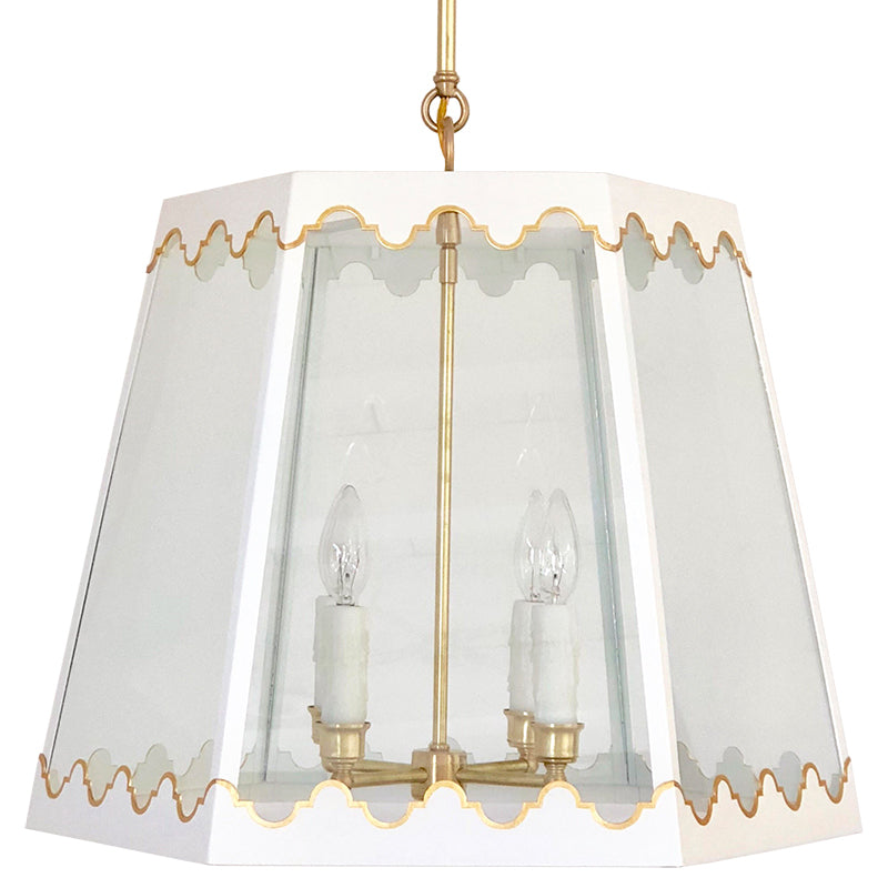 The Josephine Lantern in Standard Ivory w/ Gold Gilt Trim