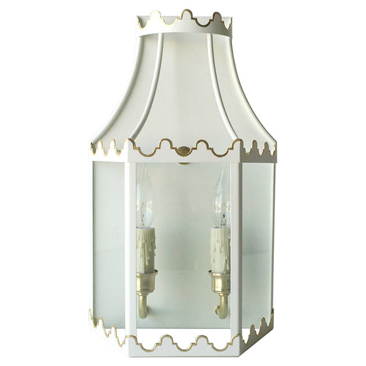 The Paloma Lantern Sconce in Standard Ivory w/ Gold Gilt Trim