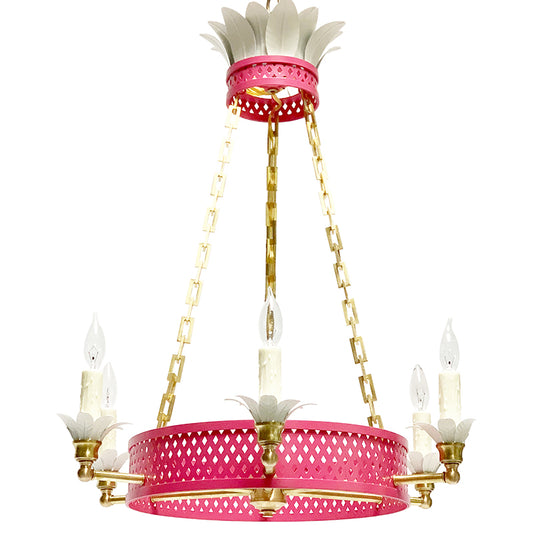 Small Sarafina Chandelier in Custom SW Dragon Fruit w/ Ivory Leaves