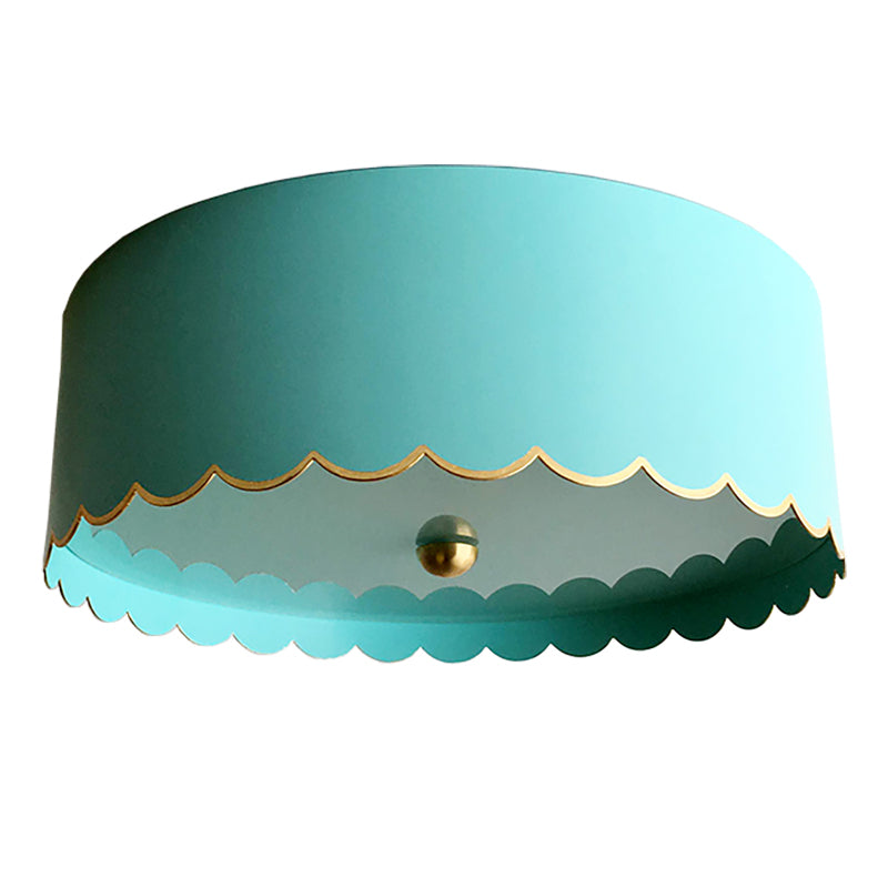 The Scalloped Flush Mount in a Custom Turquoise w. Gold Gilt Trim